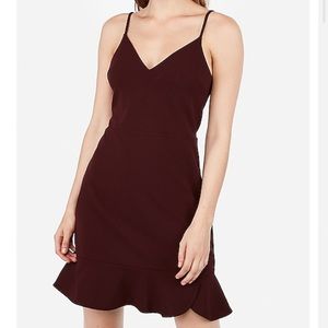 Express Ruffle Cami Fit & Flare Dress Red Large